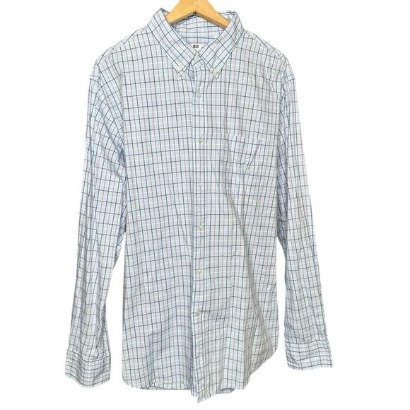Uniqlo Blue Button Down Check Shirt XL - Picture 1 of 8
